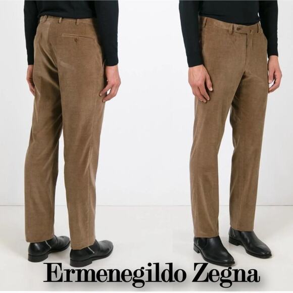 ERMENEGILDO ZEGNA Soft Brown Corduroy Dress Casual Pants 32×27